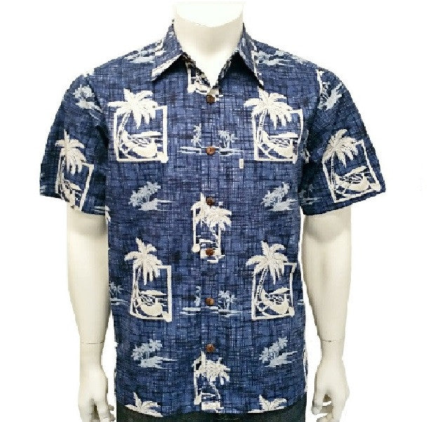 Men's Palm Canoe Reverse Print Aloha Shirt H73870