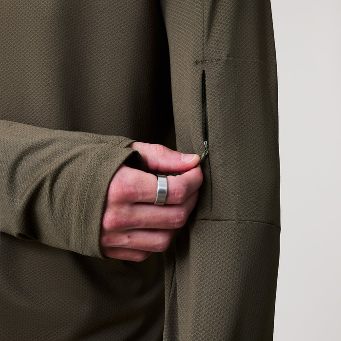 Mens Tempo+ 1/4 Zip Green