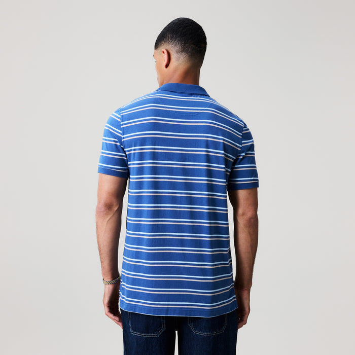 Mens Yarn Dye Stripe Polo Shirt Black