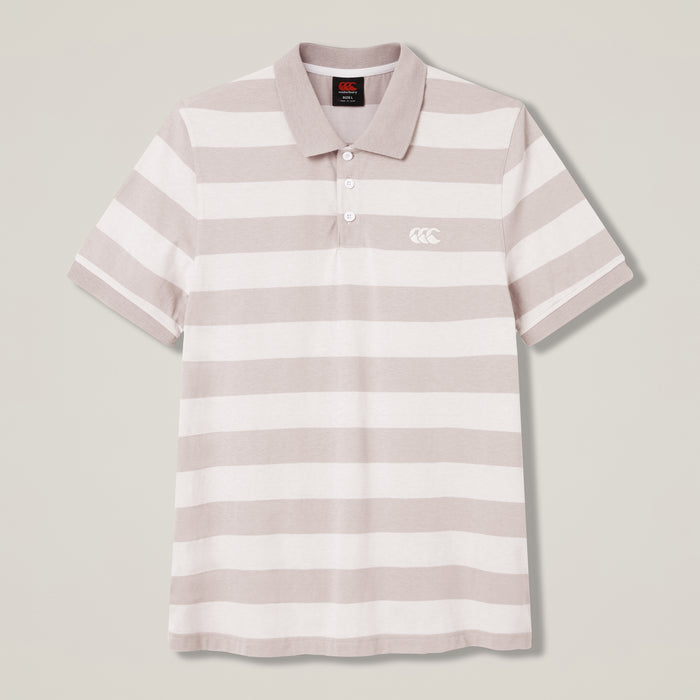 Mens Yarn Stripe Polo Grey