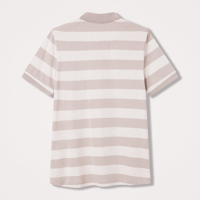 Mens Yarn Stripe Polo Grey