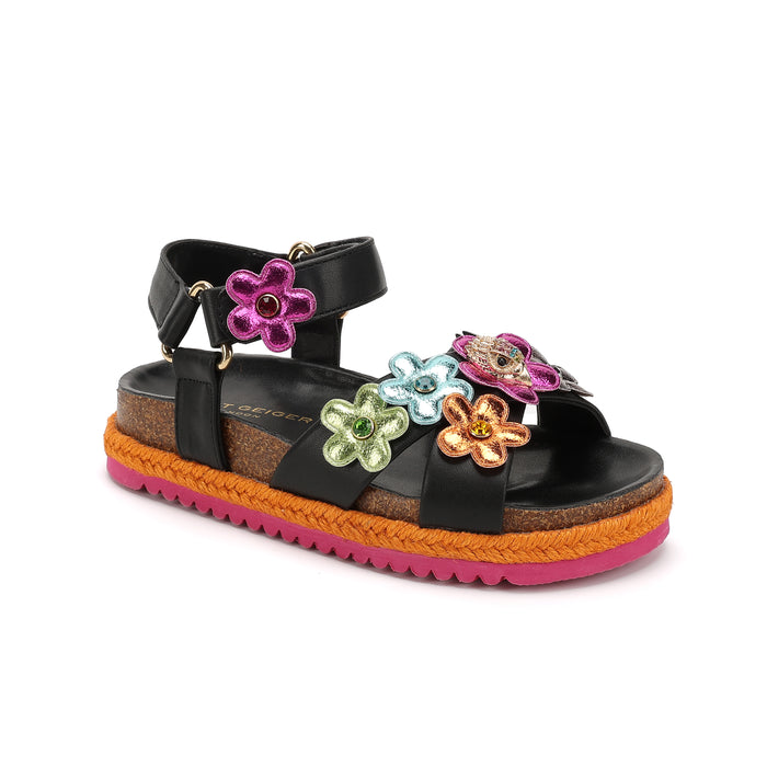 Mini Kensington Flower Sandal  - Big Kid Black Multi