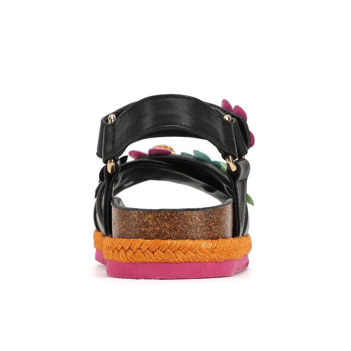 Mini Kensington Flower Sandal  - Big Kid Black Multi