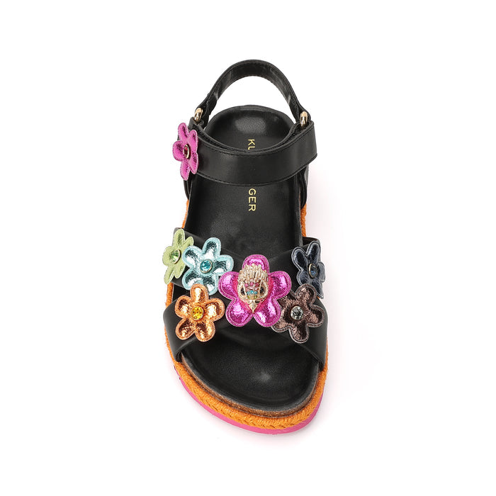 Mini Kensington Flower Sandal  - Big Kid Black Multi