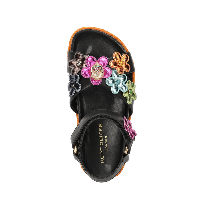 Mini Kensington Flower Sandal  - Big Kid Black Multi
