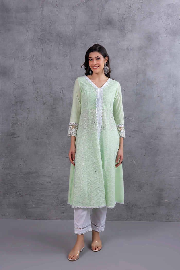 Mint Green Lucknowi Chikankari Kurta