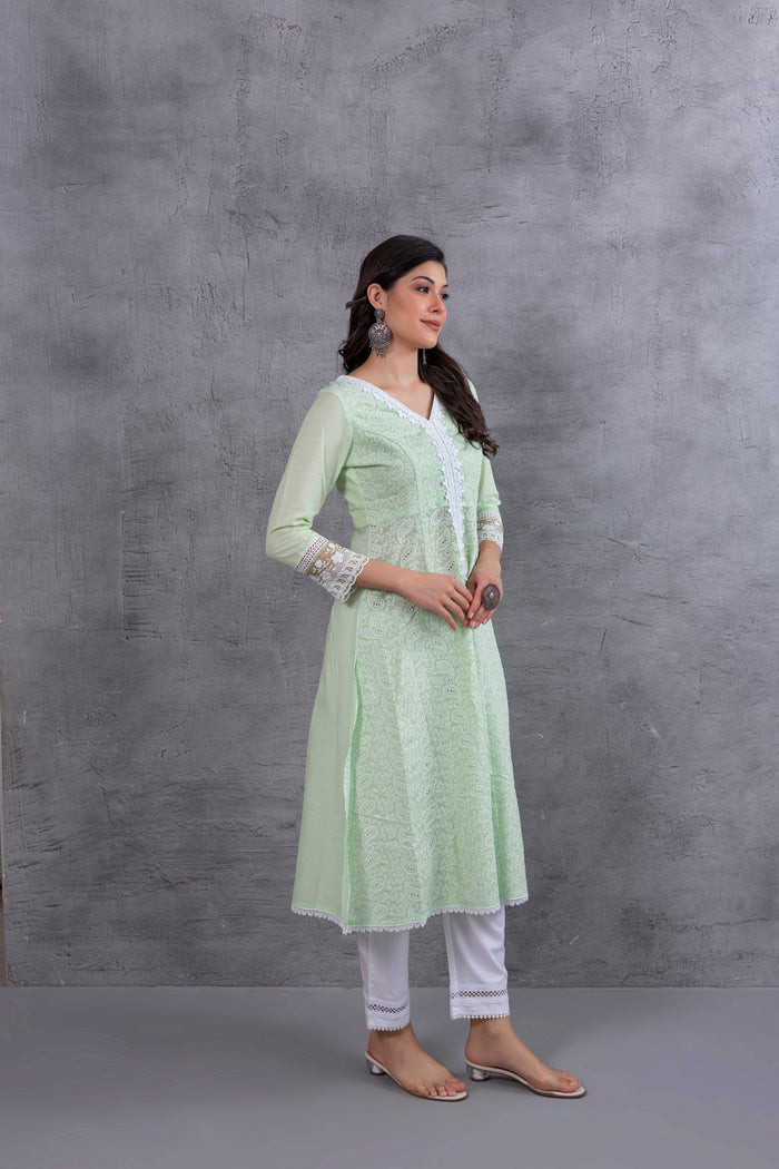 Mint Green Lucknowi Chikankari Kurta