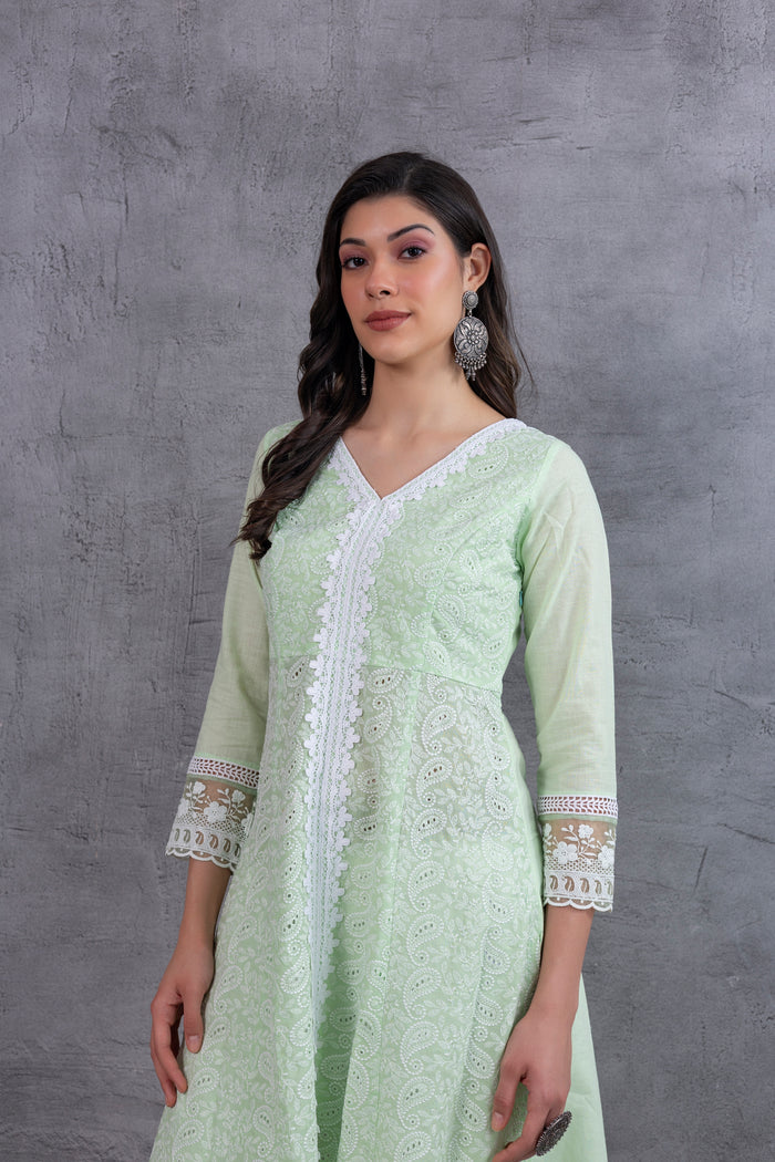 Mint Green Lucknowi Chikankari Kurta