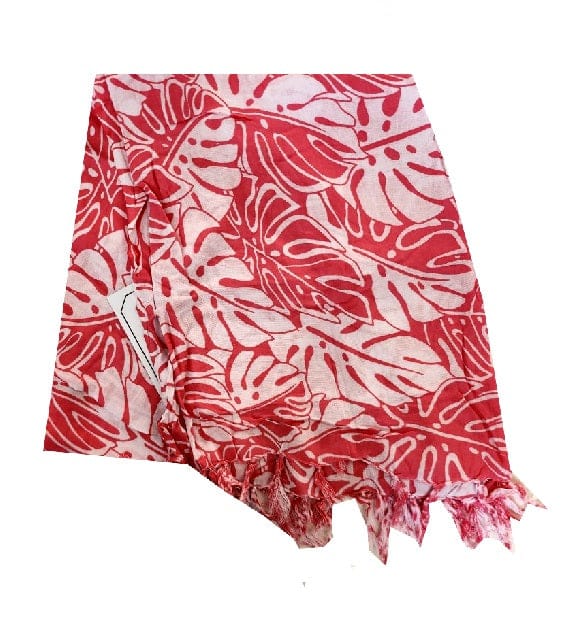 Monstera  Pink  Hawaiian Print Long Sarong
