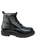 Naturino Black Patent Laced Zip Bootie - Barnett