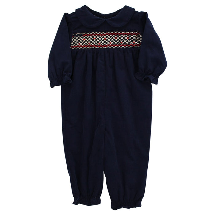 Navy Cord Geometric - Girls Bubble Long