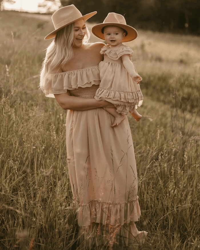Nellie Ruffle Maxi Dress - Champagne product_type - Bailey's Blossoms