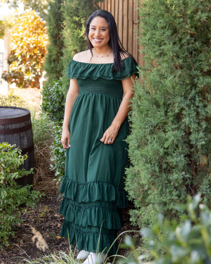 Nellie Ruffle Maxi Dress - Hunter product_type - Bailey's Blossoms