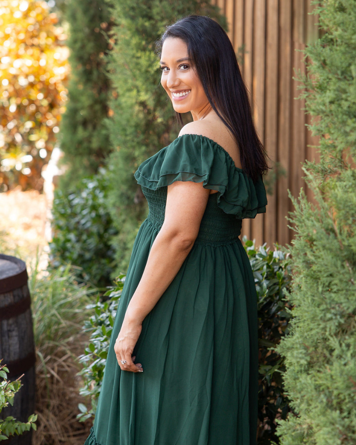 Nellie Ruffle Maxi Dress - Hunter