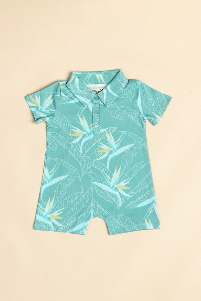 Noah Collared Onesie - Aqua Haze BOP