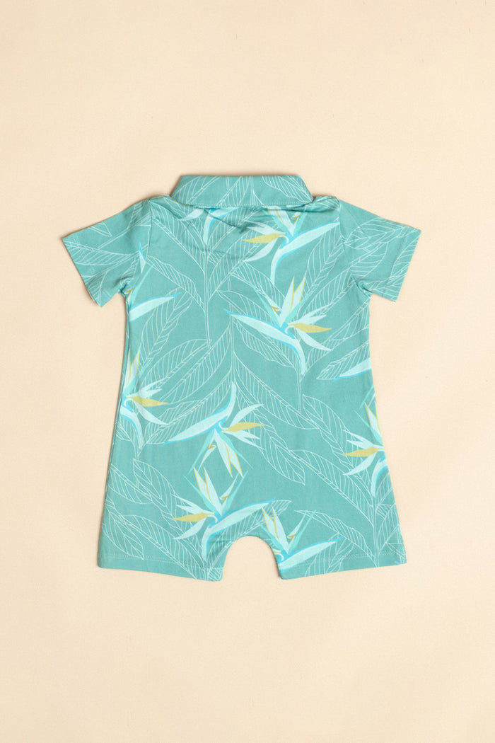 Noah Collared Onesie - Aqua Haze BOP