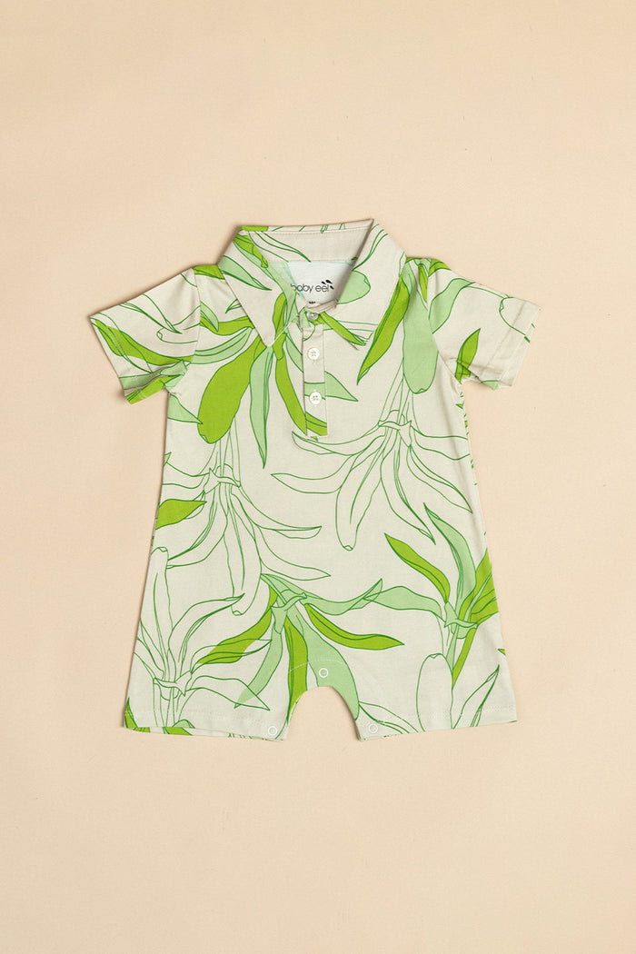 Noah Collared Onesie - Limewash Ti Leaf