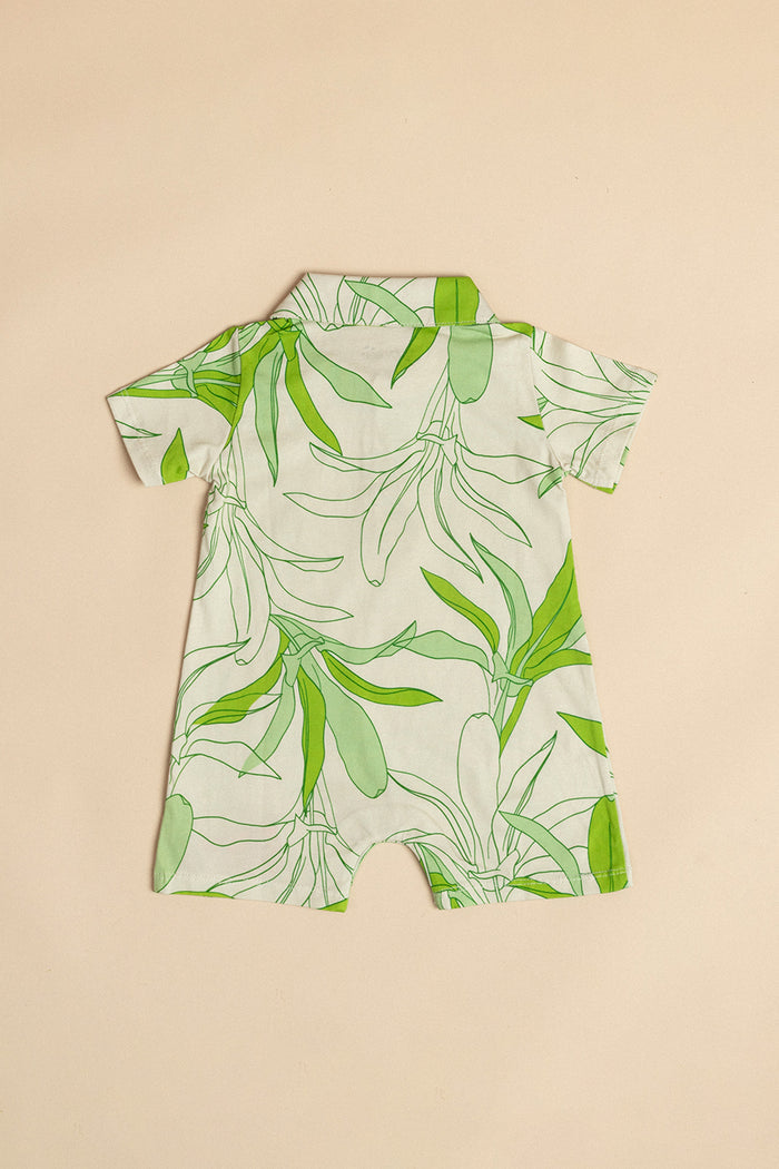 Noah Collared Onesie - Limewash Ti Leaf