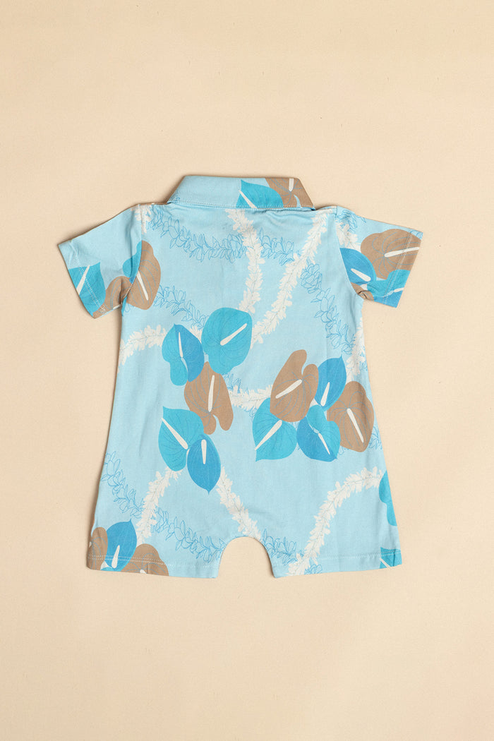 Noah Collared Onesie - Sky Woven Lei