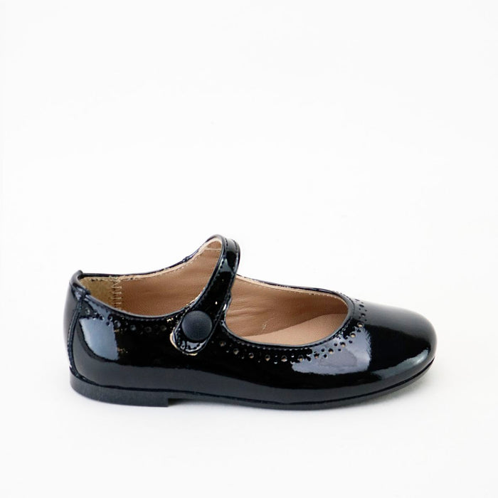 Papanatas Black Patent Perf Mary Jane
