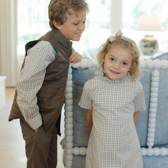 Pecan Plaid with Bison - Aline Dress