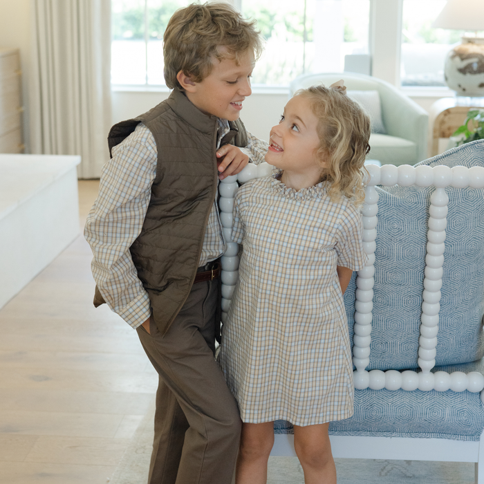Pecan Plaid with Bison - Aline Dress