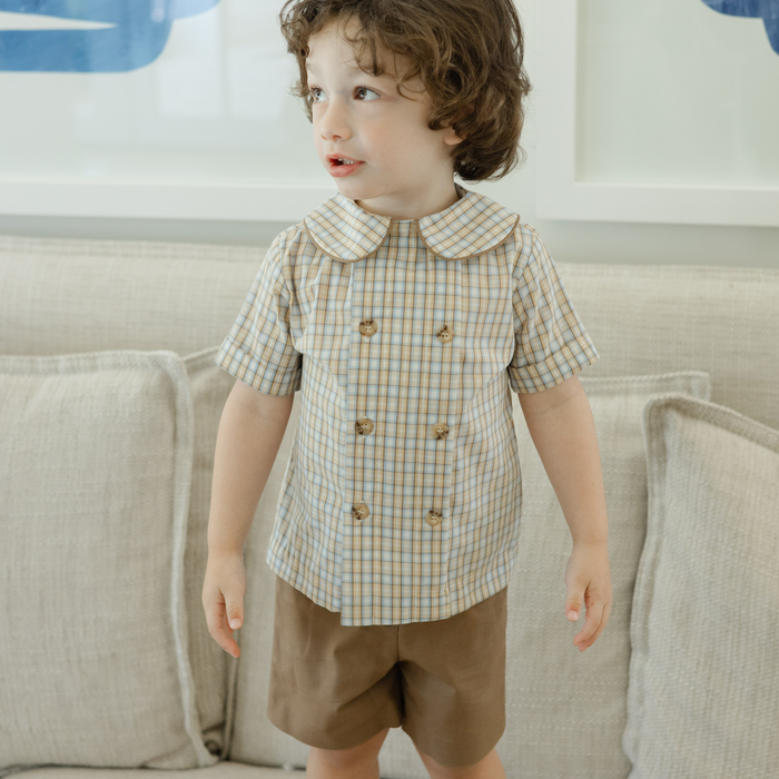 Pecan Plaid with Bison - Dressy Short Set