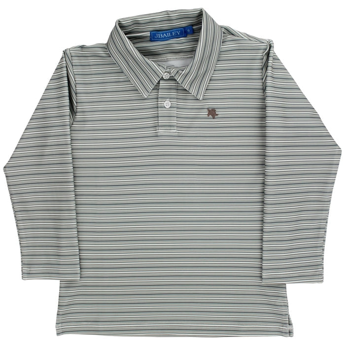 Performance Harry Long Sleeve Polo - Grey Stripe