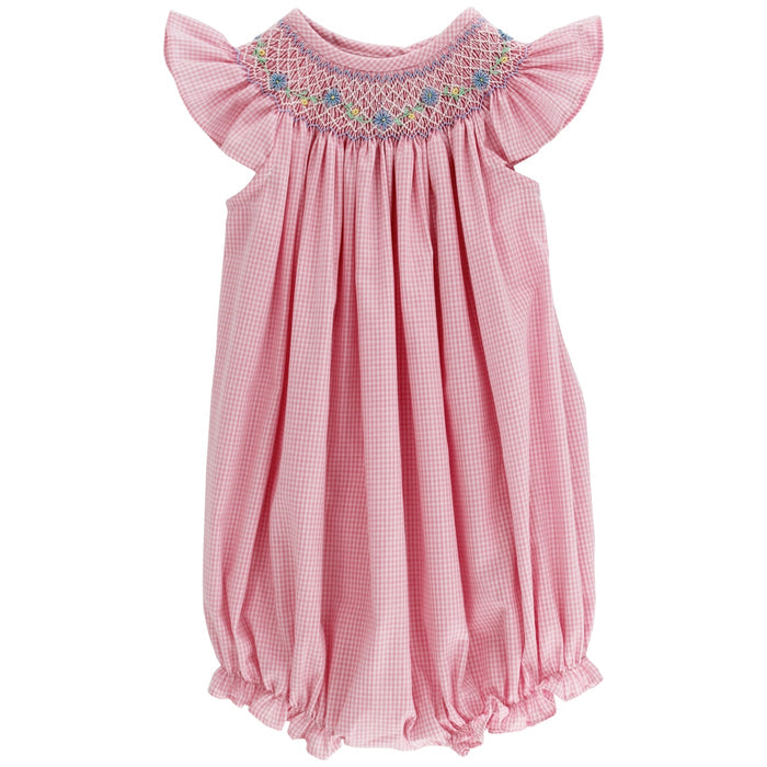 Peri Floral with Pink Check - Bishop Romper