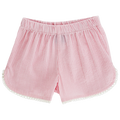 Pink Check Seersucker - Girls Short with Ruffle
