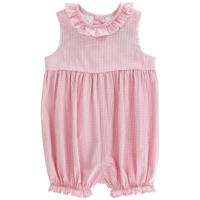 Pink Check Seersucker - Romper Short