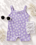 Piper Square Neck Bikeshort Romper - Lavender Bloom product_type - Bailey's Blossoms
