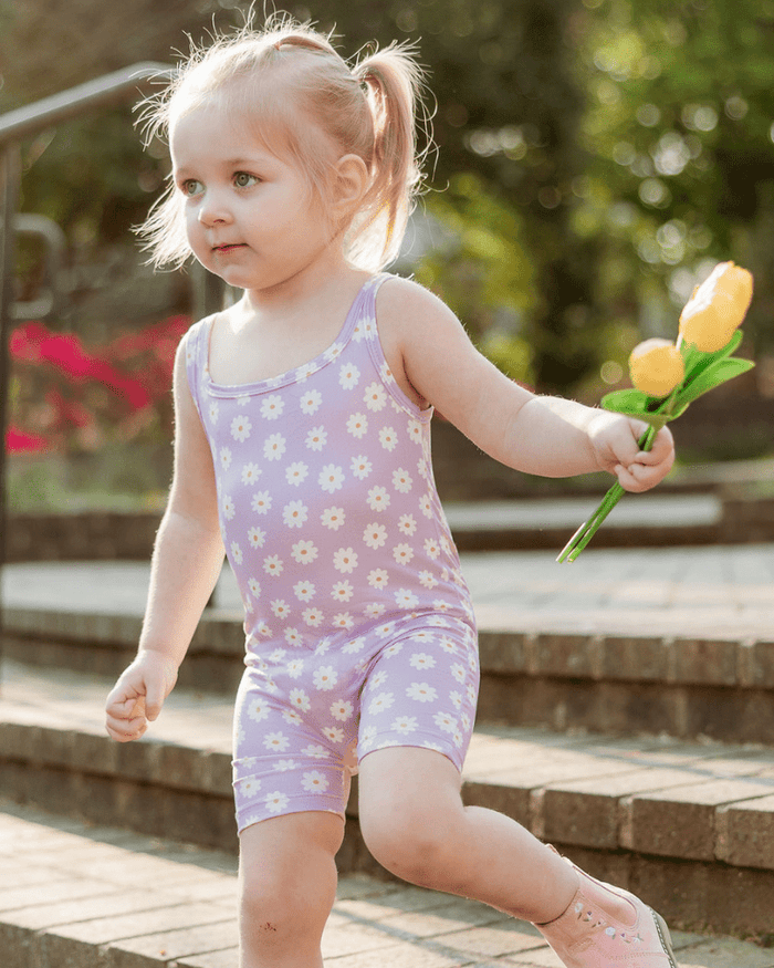 Piper Square Neck Bikeshort Romper - Lavender Bloom product_type - Bailey's Blossoms