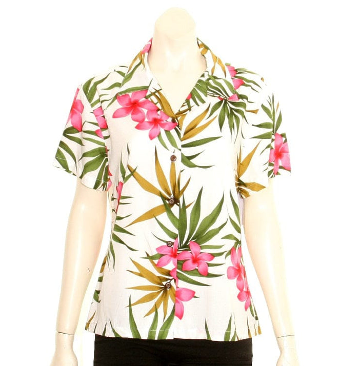 Plumeria Cluster Rayon Camp Blouse