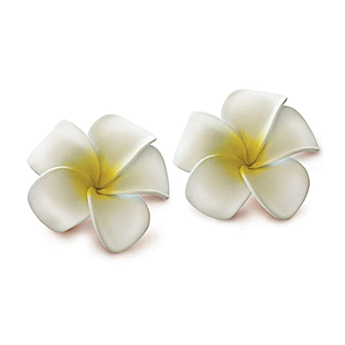 Plumeria Hair Clip Set - White/Yellow