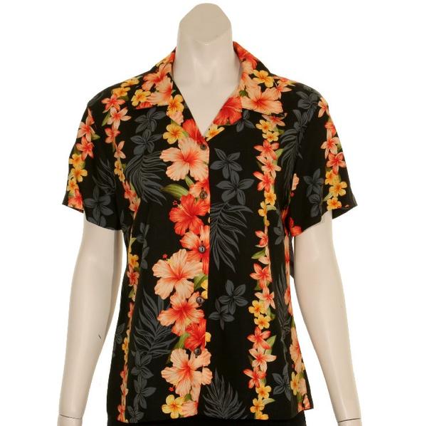Plumeria Panel Rayon Camp Blouse