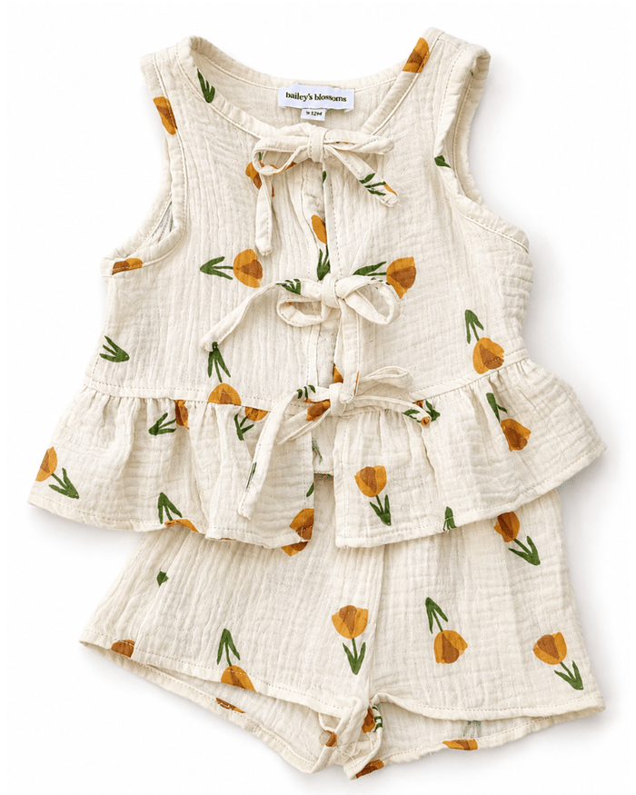 Posie Tie Front Two-Piece Set - Buttercup Bloom product_type - Bailey's Blossoms