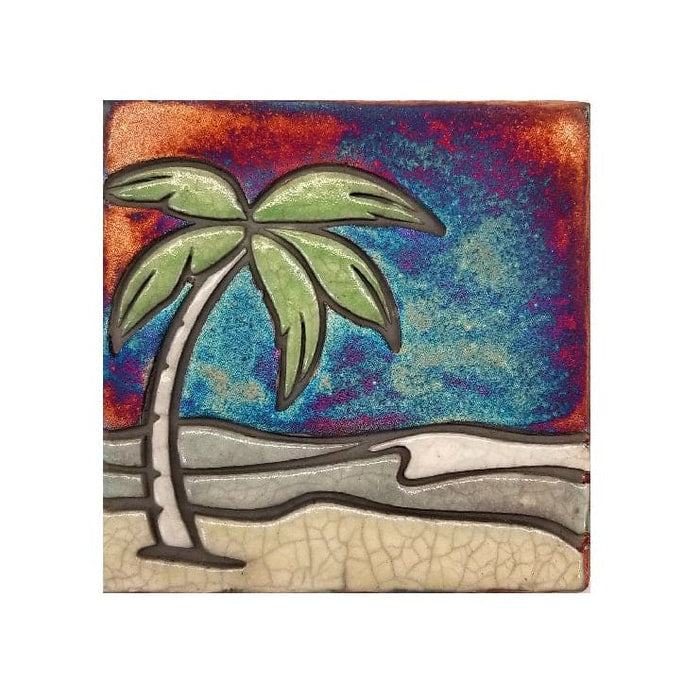 Raku Potteryworks - Palm Scene Coaster - 1 piece