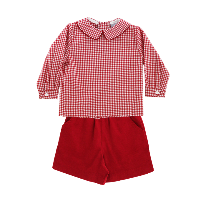 Red Corduroy - Elastic Waist Short