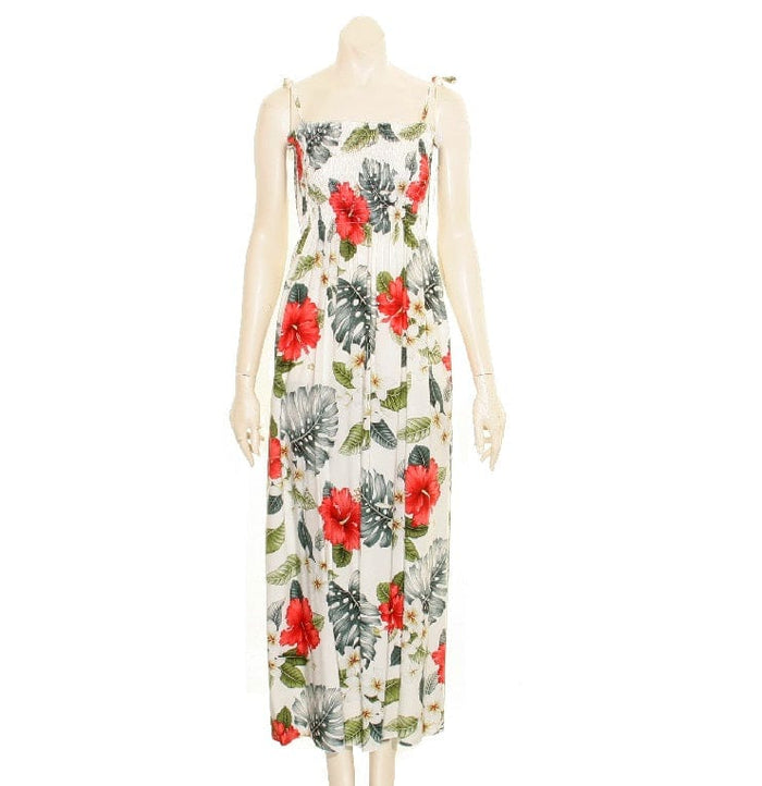 Red Hibiscus Long Smock Dress RH09