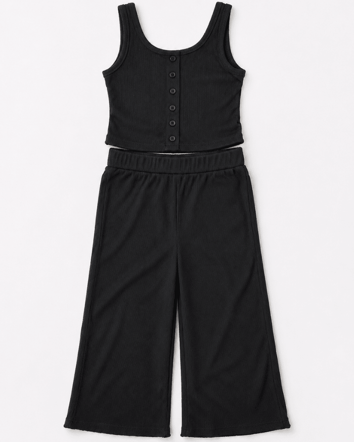 Rhea Ribbed Wide Leg Pants - Black product_type - Bailey's Blossoms
