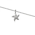 Rhodium Silver Starfish Anklet 9"