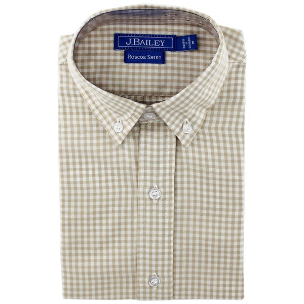 Roscoe Button Down Shirt - Khaki Check