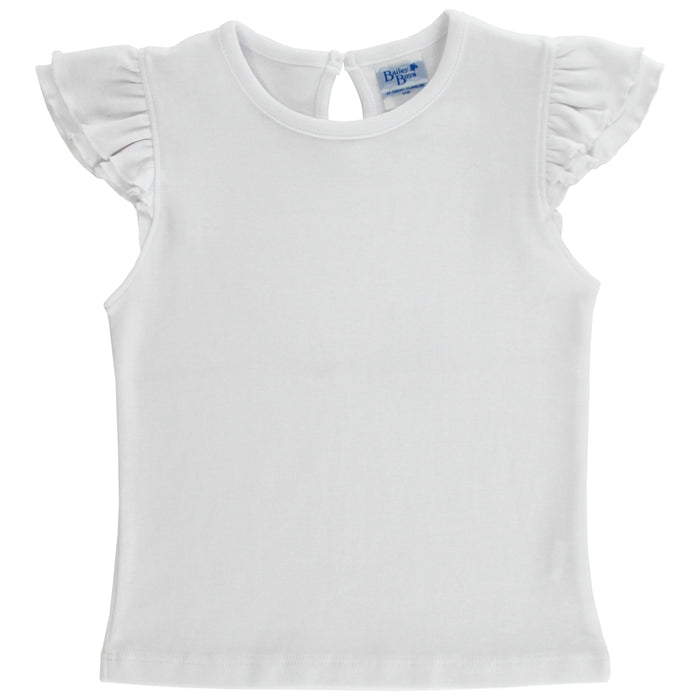 Ruffled Sleeve Tee- White
