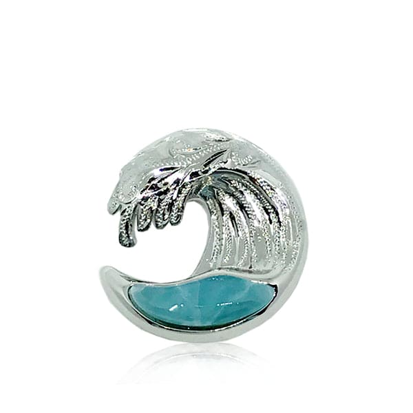 S. Silver and Larimar Carved Wave Pendant - 17 mm