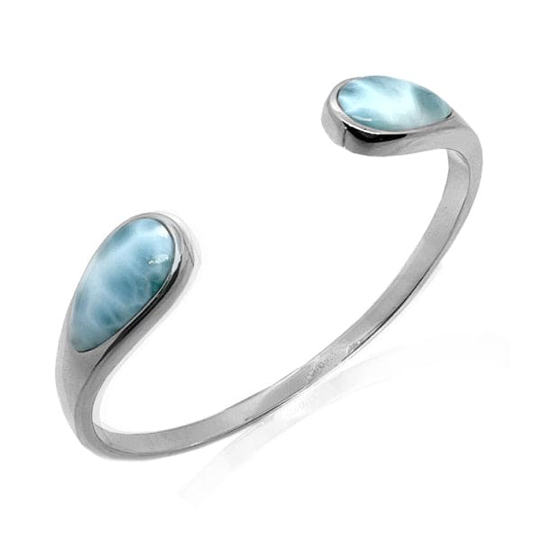 S. Silver and Larimar Eternity Cuff Bangle