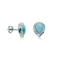 S. Silver and Larimar Pear-Shaped Stud Earrings - 13 mm