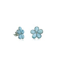 S. Silver and Larimar Plumeria Stud Earrings - 10 mm