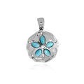 S. Silver and Larimar Sand Dollar Pendant - 1 in.