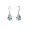 S. Silver and Larimar Teardrop Wave CZ Earrings - 1 1/8 in.